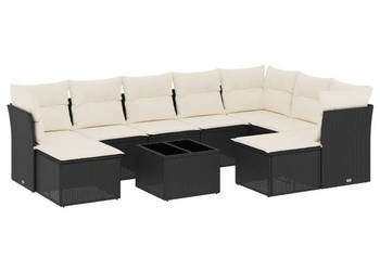 10-cz. zestaw wypoczynkowy do ogrodu poduszki czarny rattan PE WM-3250415