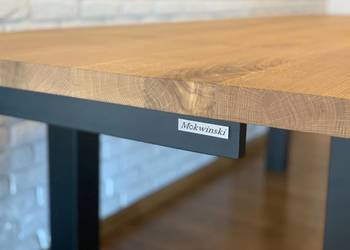 Stół z drewnianym blatem i dostawkami w stylu loft industria