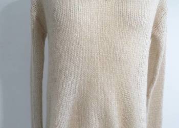 Sweter Moherowy Wełniany Beżowy Wygodny Luźny Fason Next L