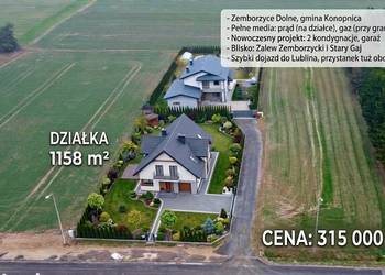 Działka budowlana 1158 m² | Zemborzyce Dolne | Media | Bezpośrednio
