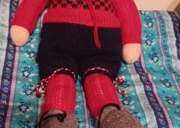 robiony na drutach krasnal lub Mikołaj,ozdoba świąteczna 58cm wys