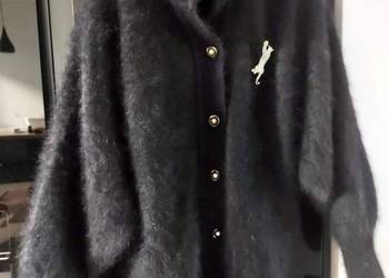 Sweter 80 wełna angora hebanowa czerń oversize