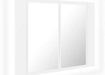 Szafka łazienkowa z lustrem i LED biała 60x12x45 cm akryl WM-804956