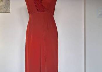 Piękna długa maxi jesienna sukienka zwiewna lekka 36 Spotlight burgund