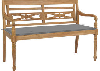 Ławka Batavia z szarą poduszką 120 cm lite drewno tekowe WM-3062155