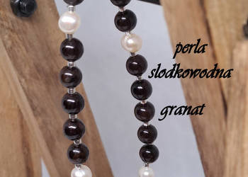 Bransoletka granat, perła / masa perłowa #21