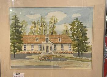 „Dwór w Stryjnie” – akwarela Józefa Stachnika