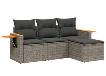 4-cz. zestaw wypoczynkowy do ogrodu poduszki szary rattan PE WM-3226746