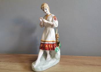 Stara duża figurka porcelanowa Dziewczyna z Kwiatem Połonne Ukraina