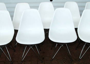 9szt.Krzesło kuchenne VITRA biały kubełek chromowany nogi model Vitra