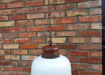 Żyrandol ze szklanym kloszem Metalowy Drewniany Lampa wisząca (467)