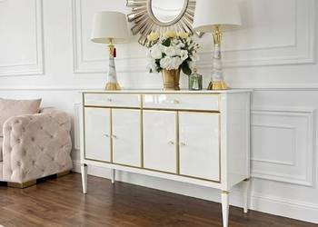 Komoda glamour ELEGANCE z dekorami, styl hamptons nowojorski
