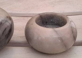 Świeczniki elipsoidalne  marmur kpl 3 szt