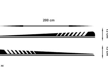Naklejka na samochód 200cm x13 cm X 2 szt prawa + lewa A6