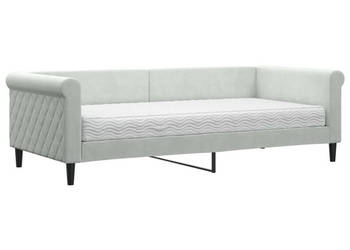 Sofa z materacem do spania jasnoszara aksamit 90x200 cm WM-3197747