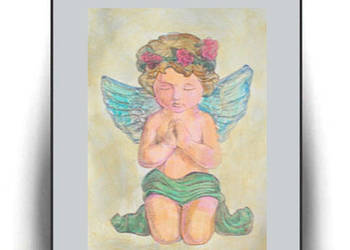 aniołek obrazek A4, amorek obrazek 21x30, plakat z aniołkiem, vintage obraz