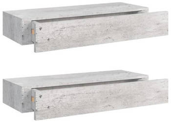 Półki ścienne z szufladą 2 szt. szare 60 x 235 x 10 cm MDF WM-330266