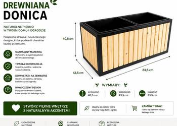 Donica drewniana LOFT 40,5x43,5x83,5 – ocynk, metal, drewno