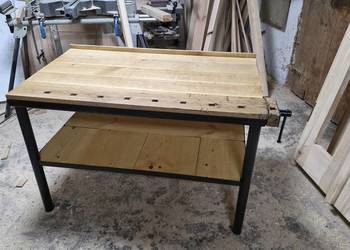 Stół dębowy po renowacji - warsztatowy, strugnica