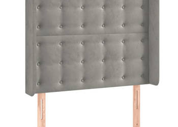 Zagłówek uszak jasnoszary 83x16x118/128 cm aksamit WM-3120044