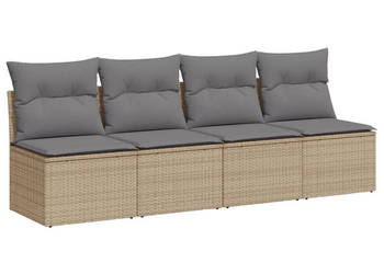 Sofa ogrodowa z poduszkami 4-osobowa beż polirattan WM-366089