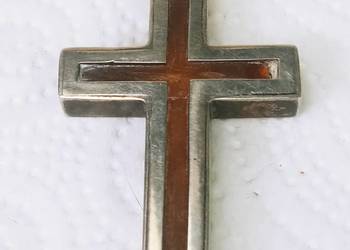 Wisiorek Krzyżyk Srebro Bursztyn