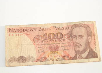 Stary banknot 100 złotych Waryński 1988 antyk RK 6694206