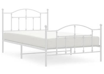 Łóżko Metalowe Białe Rama Łóżka Ze Stelażem Biała 107x203 cm WM-353502