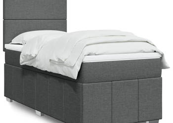 Łóżko kontynentalne z materacem ciemnoszara tkanina 90x200 cm WM-3291545