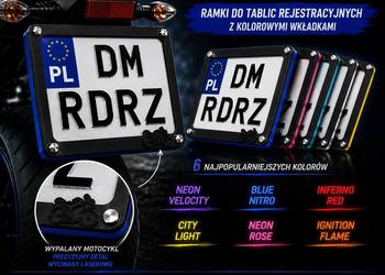 Ramka tablicy rejestracyjnej motocyklowa metalowa FULL BLACK Premium