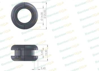 Gumowa przelotka szyby fi 14mm z tulejką
