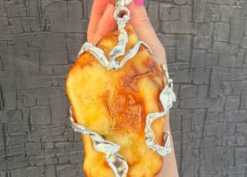 Wisior Dwustronny srebro 925 bursztyn bałtycki Rękodzieło unikat