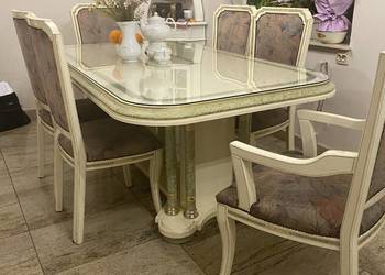 stół z krzesłami kolonialny włoski biały