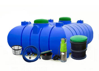 ZBIORNIK NA WODĘ DESZCZOWĄ 3000L Zestaw z pompą i nadstawką