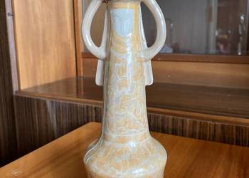 Świecznik beżowy porcelana PRL retro dzban szkliwiony