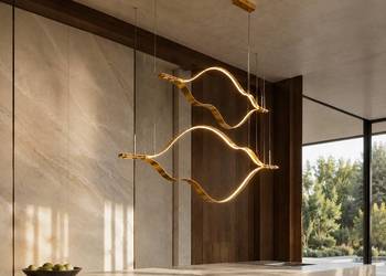 Nowoczesny Żyrandol LED | Designerska Lampa Wisząca Nad Stół złota/czarna