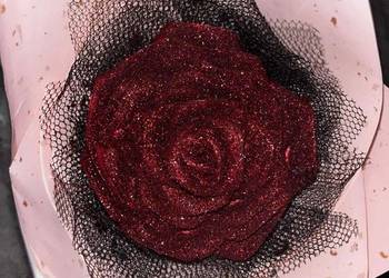 Ręcznie wykonana róża ze wstążki z brokatem bukiet róż