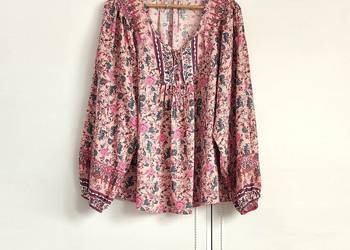 Bluzka w kwiaty Amisu XXL boho peasant plus size floral retro hippie wiskoz