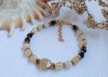 Bransoletka cytryn, czarny turmalin i hematyt