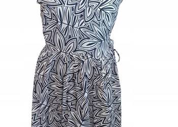 Sukienka kopertowa wiązana granatowo-biały wzór biust-108cm