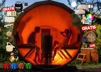 SAUNA Ogrodowa 400cm + Okno 100% +PRZEBIERALNIA +PRZEDSIONEK +GRATIS Beczka