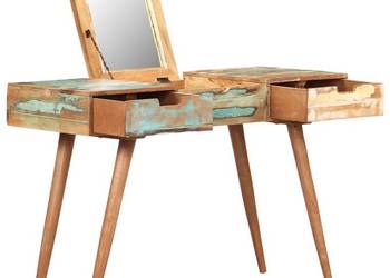 vidaXL Toaletka z lustrem, 112x45x76 cm, lite drewno z odzysku