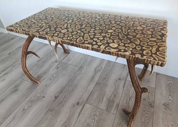 Duży Stół Myśliwski z Poroża Jelenia