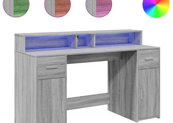 Biurko z podświetleniem LED szary dąb sonoma 140x55x91 cm WM-3309425