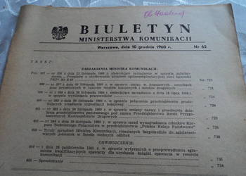 Biuletyn ministerstwa komunikacji 10 grudnia 1960r.