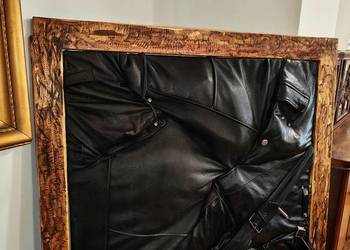 Unikatowy obraz 3D ze skóry naturalnej | Raw Wood Frame | 80x85 cm | Loft /