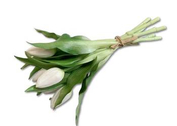 Tulipany silikonowe białe | realistyczny wygląd | 27 cm bukiet | 7 szt.