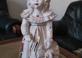 Duża, sygnowana porcelanowa figurka Chodzież UNIKAT 33 cm.