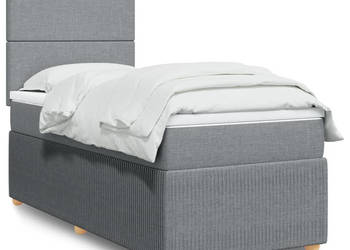 Łóżko kontynentalne z materacem jasnoszare tkanina 90x200 cm WM-3291932