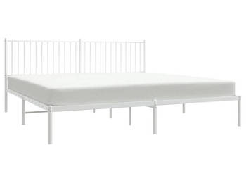 Łóżko Metalowe Białe Rama Łóżka Ze Stelażem Biała 193x203 cm WM-350937